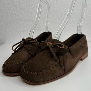 Neiman Marcus Dark Brown Suede Moccasins flats Size 7.5 - boho